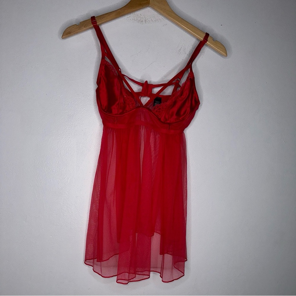 Victoria’s Secret Medium Red‎ Mesh Lace Baby Doll Dress CP0501